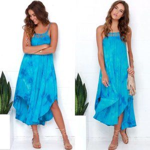 tie dye blue midi dress